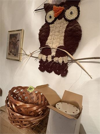 Decor Lot, Owl, Nesting Canisters, Baskets