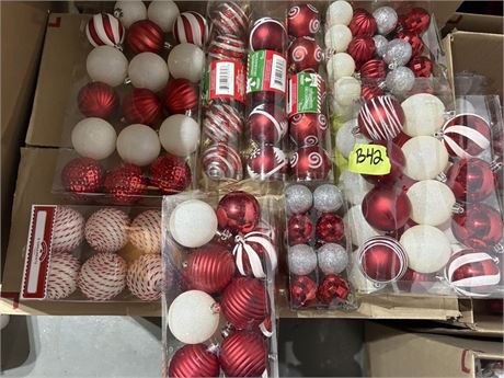 Christmas Ornaments, Red & White