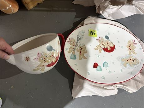 Gingerbread Theme Platter and Large Cup