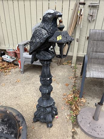 Stone Raven with Lantern
