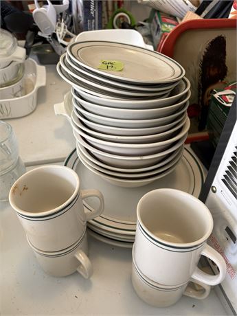 Green Rim Stoneware Dishes