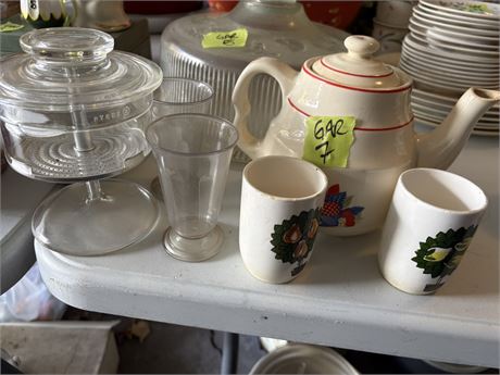 Glass Coffee Filter, Calico Fruit Universal Potteries Teapot, Cups