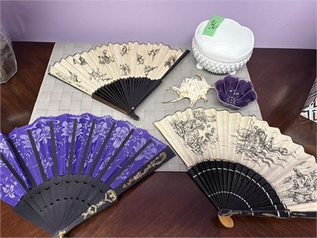 Decor Lot, Fans, Seashell, Dish