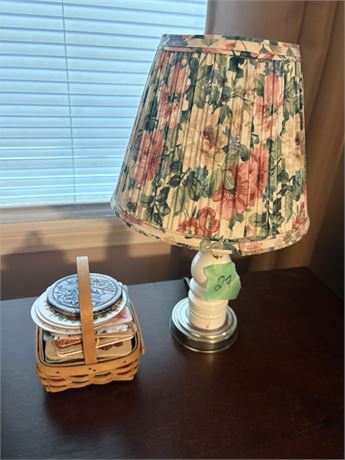 Lamp, Longaberger Basket, Coasters