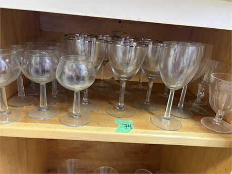 Wine Glasses, Silver Rim Wine Glasses