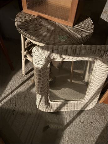 Wicker Table and Mirror