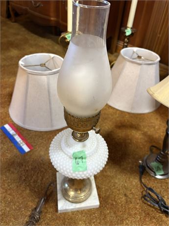 Vintage Hobnail Milk Glass Hurricane Lamp (Lamp Only)