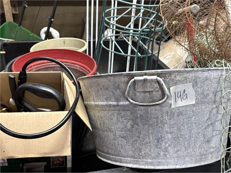 Galvanized Bucket, Flower Pots