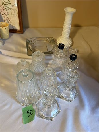 Glassware Candle Holders and Ashtray