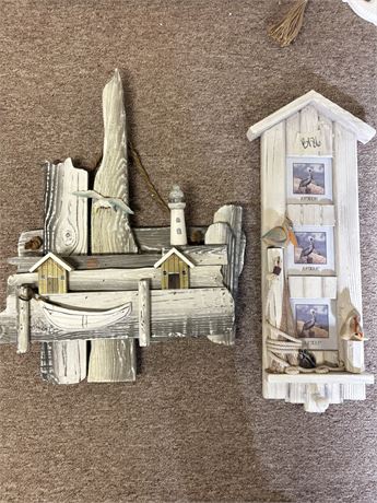 Decor Lot, Wood Nautical Theme, Lighthouse, Picture Frame