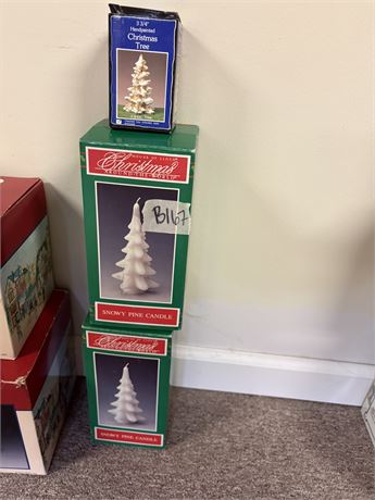 Christmas Village Trees, White