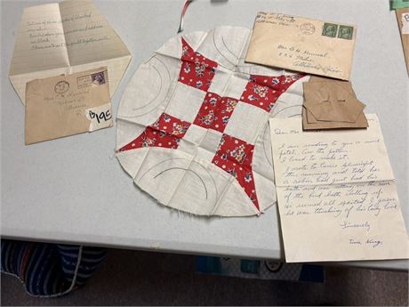 Vintage Quilt Patch with Pattern and Letters