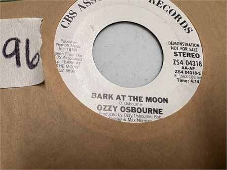 Promotional Demo 7" Vinyl Ozzy Osbourne "Bark at the Moon"