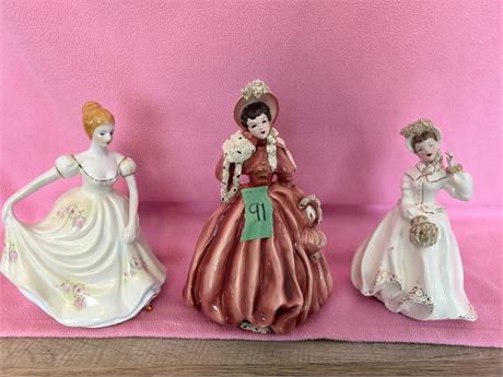 Vintage Lady Figurines, Florence Ceramics Pasadena CA, Scarlet