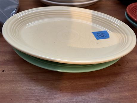 Fiesta Dinnerware Platters (2), White and Green