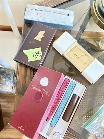 Misc Lot, Wax Seal, Vintage Clock, Calculator