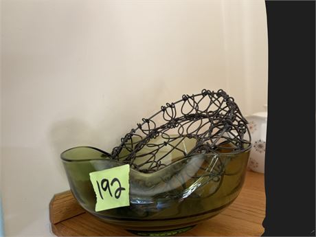 Glass Bowl and Wire Stand
