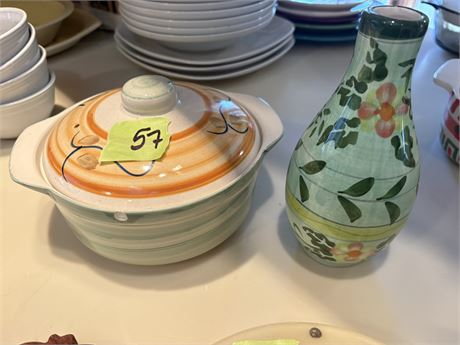 Dish with Cover and Vase