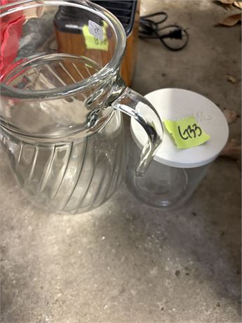 Glass Pitcher and Jar