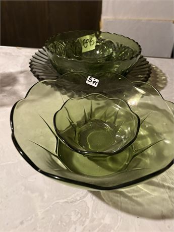 Vintage Green Glass Bowls