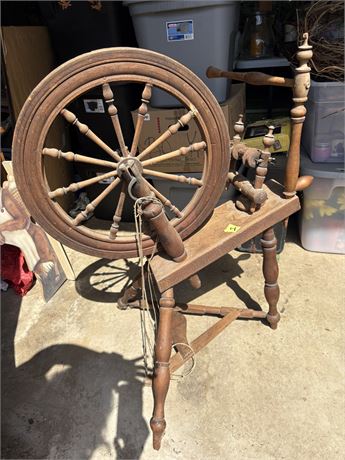 Antique Wooden Spinning Wheel