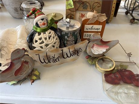 Decor Lot, Candles, Picture Frame, Atlas Glass Jar