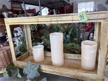 Decor, Wood Box and Battery Candles