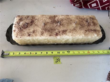 Large Candle and Metal Tray