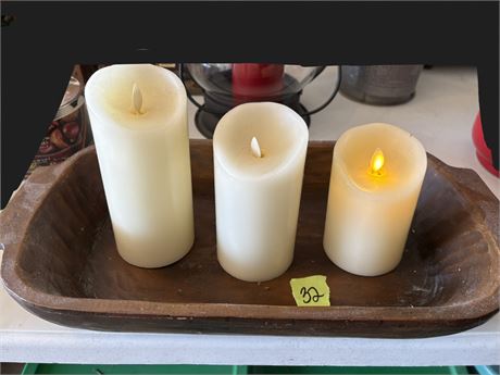 Large Dish and 3 Battery Candles