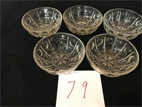 Set of 5 Clear Glass Bowls
