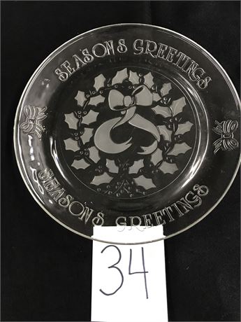 Seasons Greeting Glass Plate