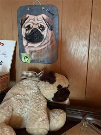 Pug Art and Stuffed Animal