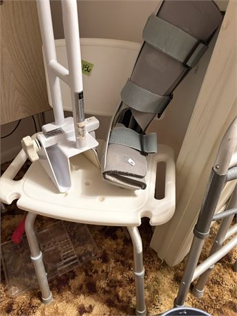 Shower Chair, Boot, and Rail