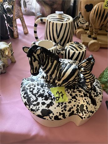 Zebra Pitcher and Dishes