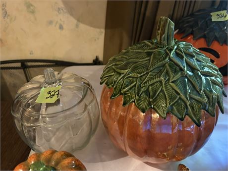 Ceramic Painted and Glass Pumpkins
