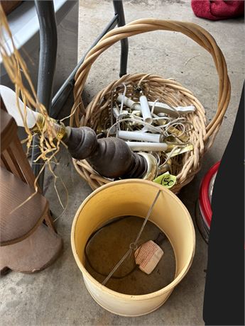 Electric Candles, Lamp, Basket
