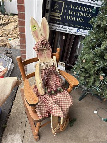 Wood Rabbit and Child's Chair