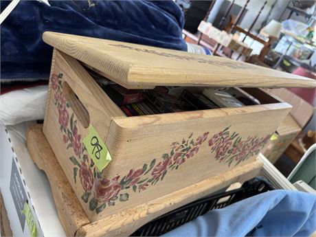 Wood Box and Cds and Cassettes