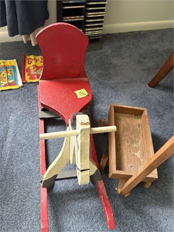 Vintage Horse Rocker and Wagon