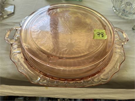 Pink Etched Glass Dishes