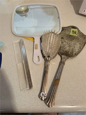 Vintage Brush and Mirror