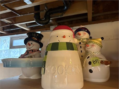 Snowman Canister and Dish