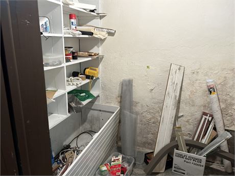 Basement Lot- Curtain Rods, screening, flashlights, power strips