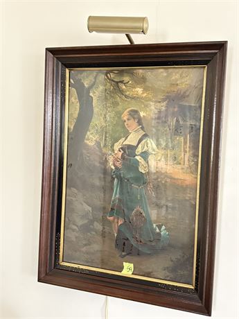 Antique Female Portrait Oil Painting with Light