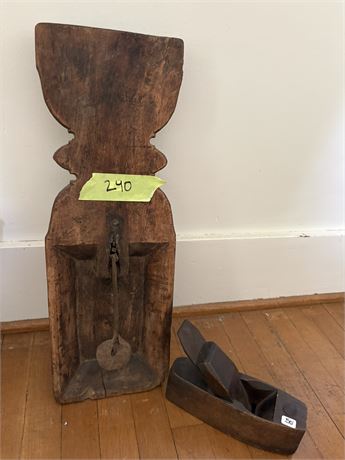 Antique Plane Block and Wood Artifact