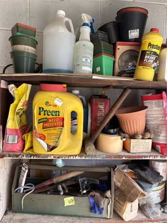 Garden Tools and Shelf Lot