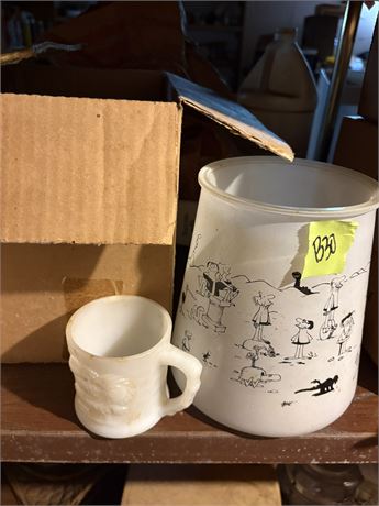 Vintage VC Comics Glass Jar and Mug