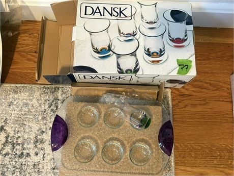 Dansk Glassware Set and tray (6 glasses)