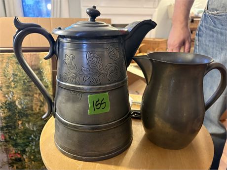 Pewter Coffee Pot and Pitcher