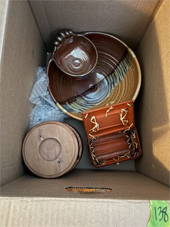 Decor Lot, Serving Bowl, Wood Decor, Pottery